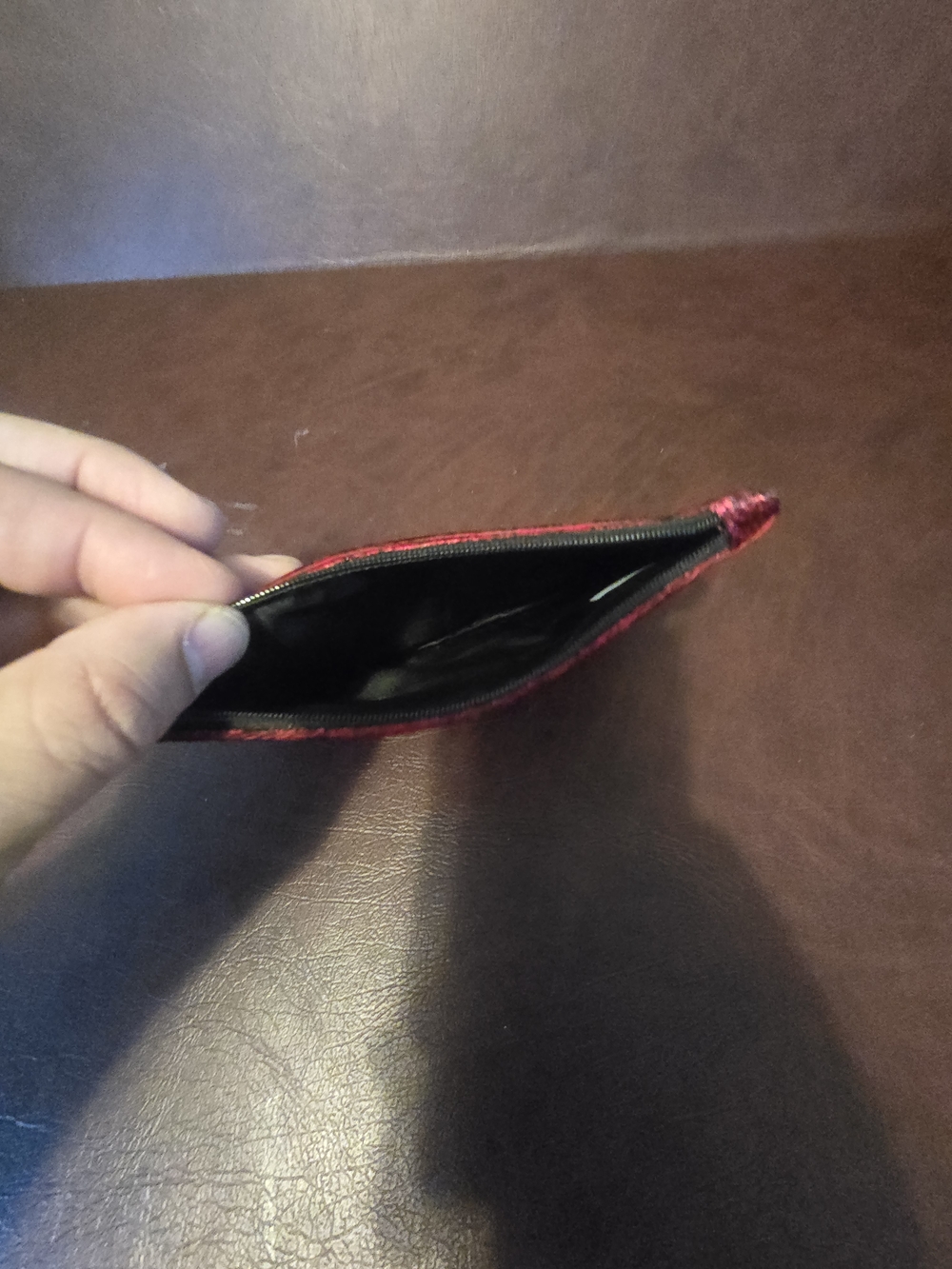 Red Patterned Fabric Pouch - Picture 2 of 5